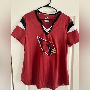 NFL Arizona Cardinals red, black and white glitter v-neck top with Size XL